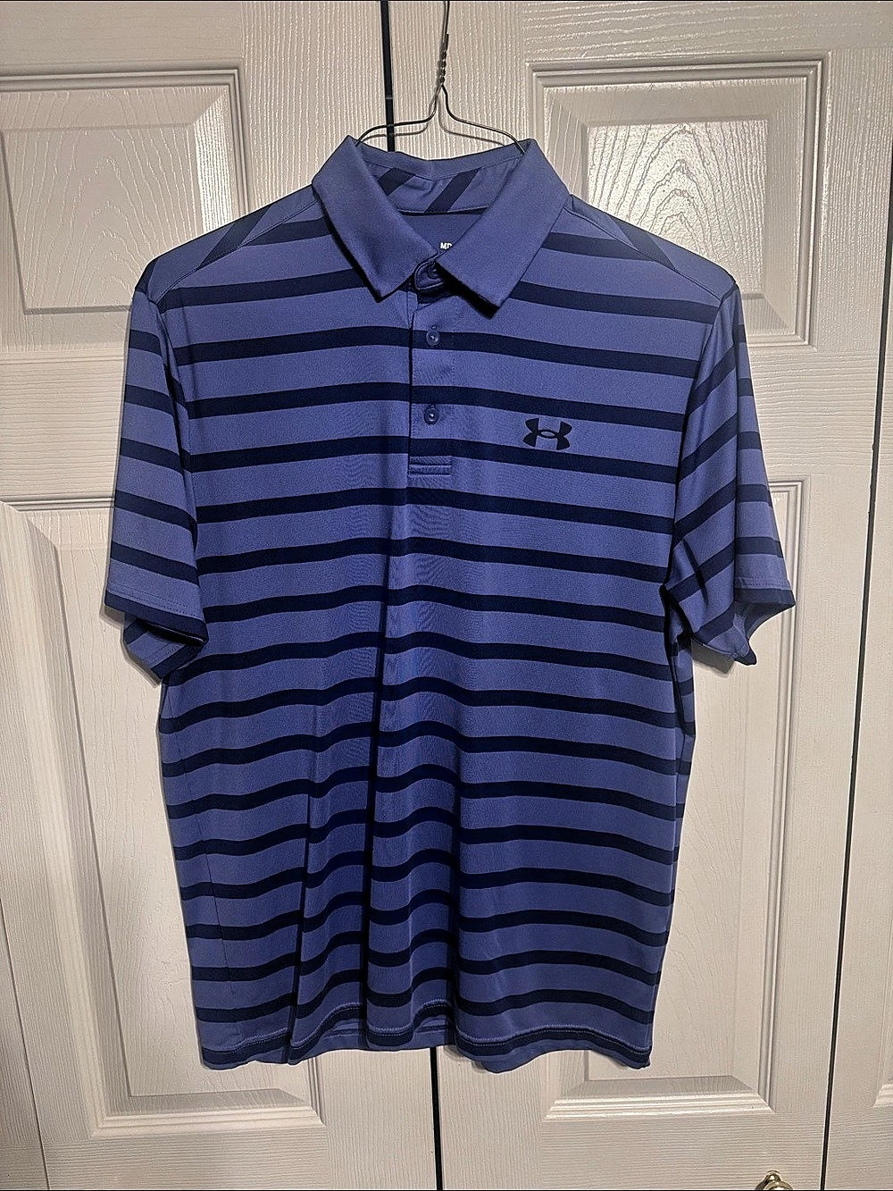 Under Armour Playoff Polo Striped Polo in Blue Size Medium Like New